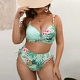 thumbnail image 1 of Hicidod Women's Bikini Swimsuits 2 Piece Plus Size Halter Tummy Control Bathing Suits High Waisted Printed Push Up Swimwear, 1 of 4