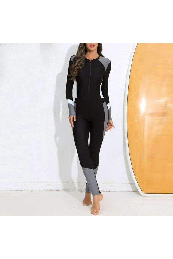 Women's Full Body Swimsuit Rash Guard One Piece Long Sleeve And Long Leg Swimwear with UV Protection Diving Surfing Bathing Suit
