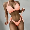thumbnail image 1 of Hicidod Women's High Waisted Bikini Set for Women Trendy Solid V Neck Bathing Suits Push Up Tie Knot Two Piece Swimsuits, 1 of 6