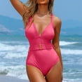 thumbnail image 1 of Hicidod Women's One Piece Swimsuit Tummy Control Halter Ruched Bathing Suits Slimming Fashion Solid V Neck Beach Swimwear, 1 of 5