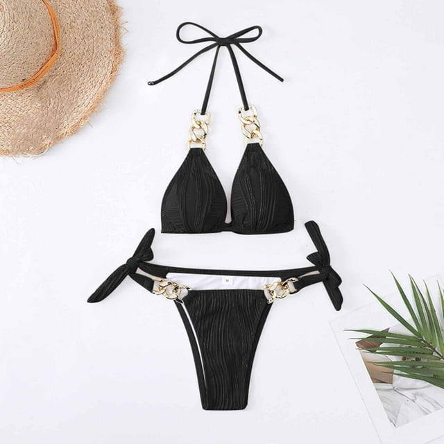 Hicidod Women's String Bikini Sets Two Piece Halter Ring Triangle ...