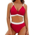 thumbnail image 1 of Hicidod Womens Bikini Set High Waisted Front Cross Two Piece Swimsuits Tummy Control Color Block High Cut Beach Bathing Suits, 1 of 7