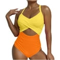 thumbnail image 1 of Hicidod Womens Swimsuits One Piece Swimsuit Tummy Control High Cut Bathing Suit High Waist Sexy V Neck Criss Cross Monikini, 1 of 6