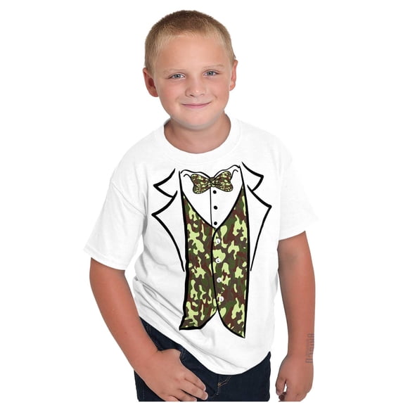 Hick Camo Printed Tuxedo Bachelor Boys Kids T Shirt Tees Tops Teen Brisco Brands XS