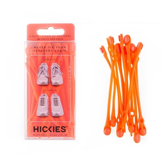 Hickies No-Tie Elastic Shoelaces (Neon Orange)