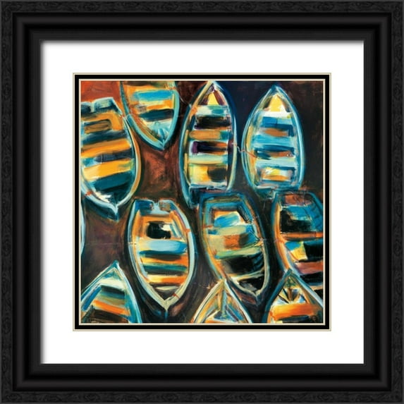 Hickman, G.A. 12x12 Black Ornate Wood Framed with Double Matting Museum Art Print Titled - Boat Pods