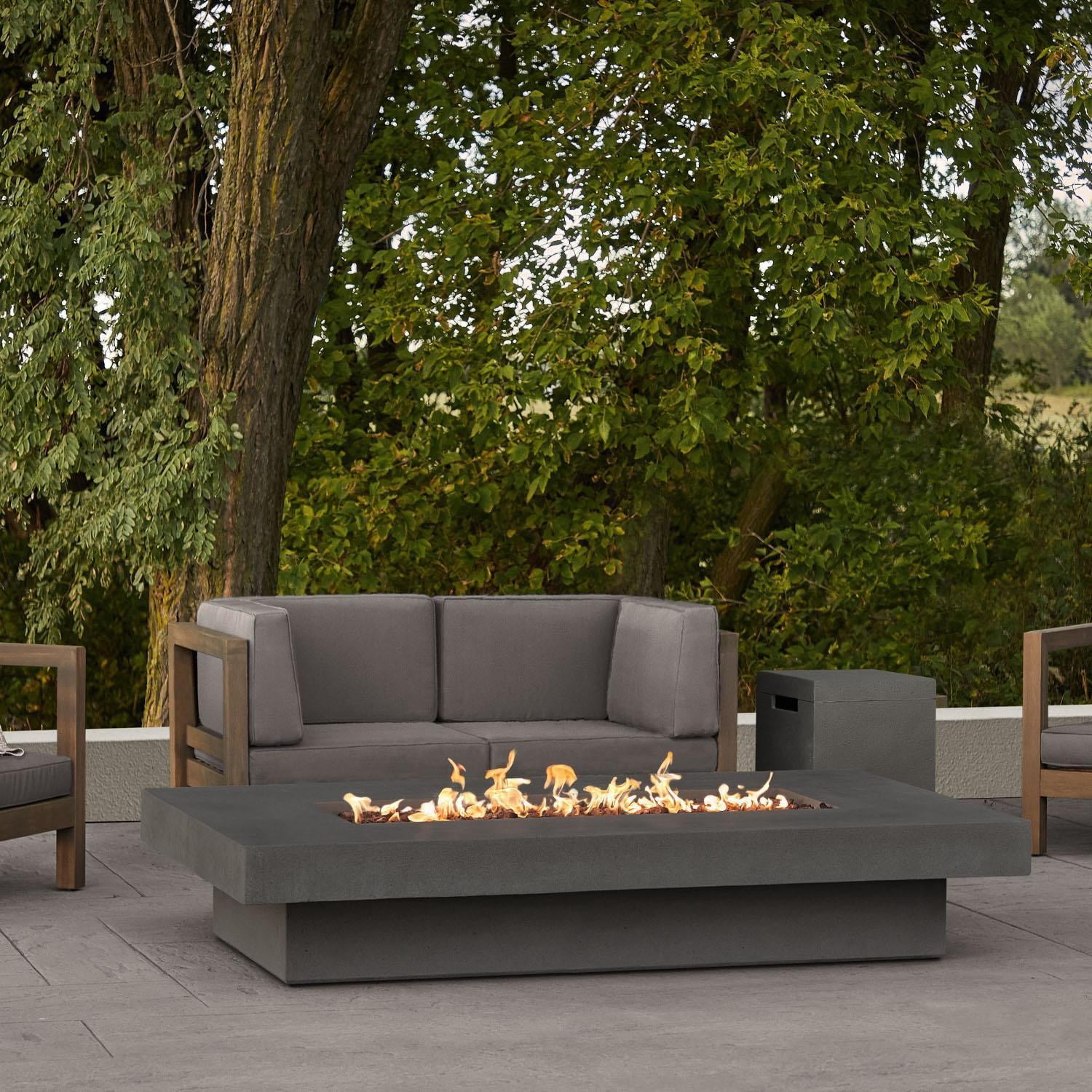 Carbon Gray 72" Rectangular Concrete Gas Fire Pit Table