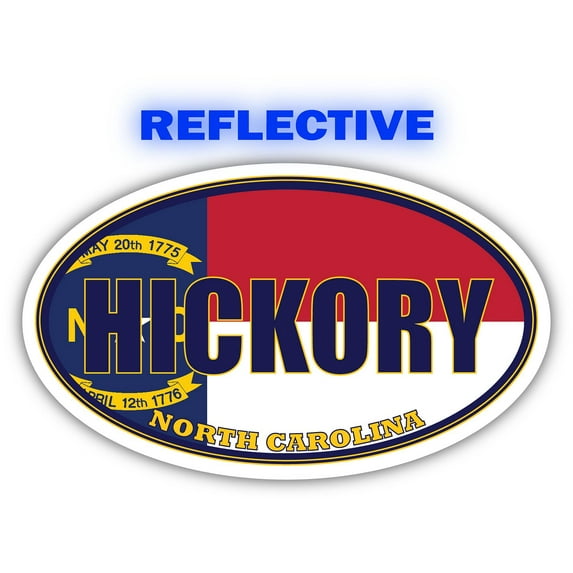 Hickory City North Carolina State Flag | NC Flag Catawba County Oval State Colors Reflective Sticker Car Decal 3x5 inches