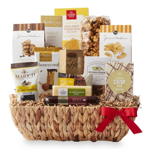 Hickory Farms Delightful Decadence Gift Basket, 13 pieces | Gourmet Sausage & Cheese Gift