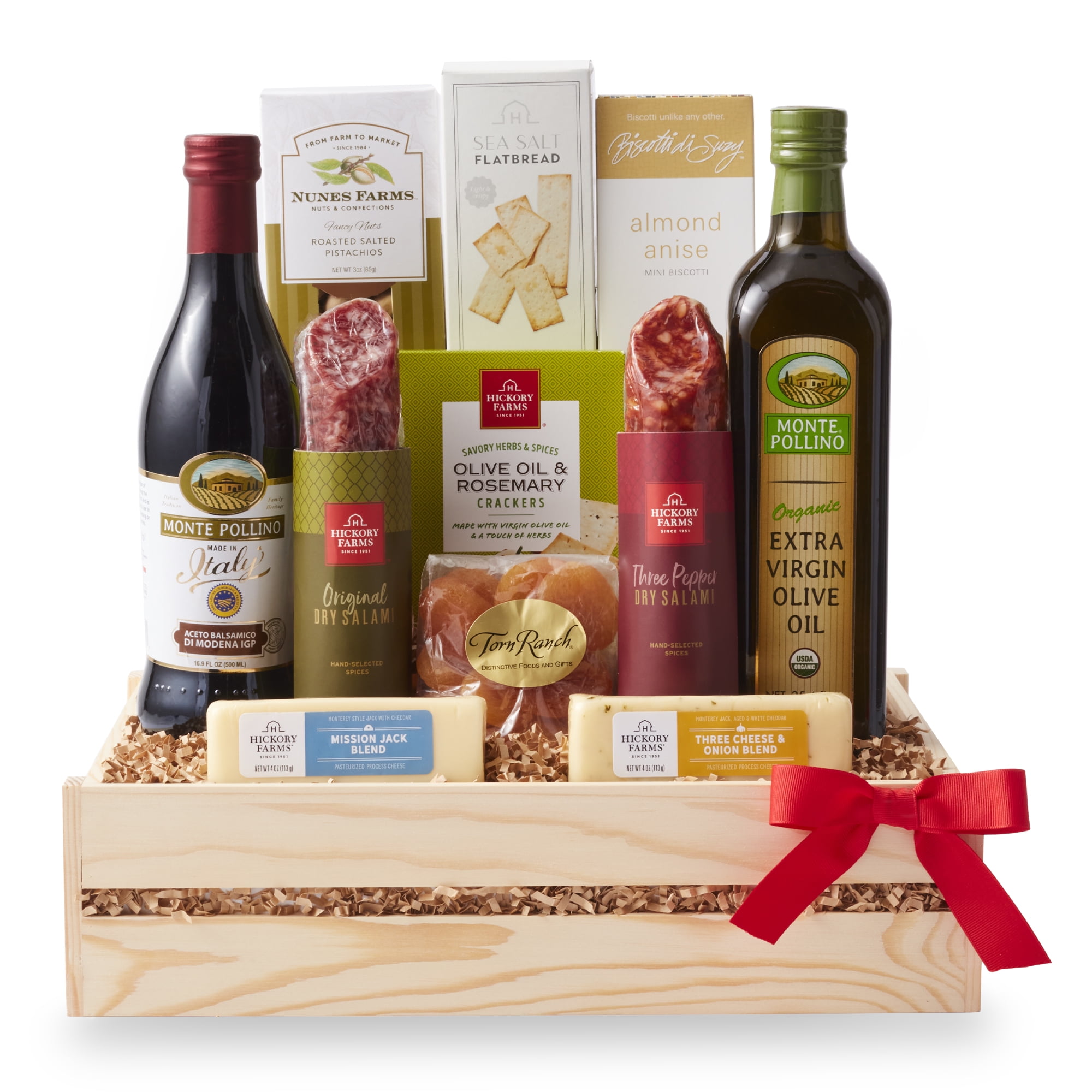 Hickory Farms Deluxe Meat & Cheese Gift Crate, 11 pieces | Salami, Cheese, & Crackers
