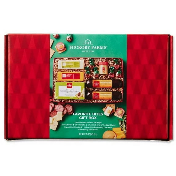 Hickory Farms Favorite Bites Gift Box, 17.75 oz, includes Summer Sausage, Cheddar Cheese, and more