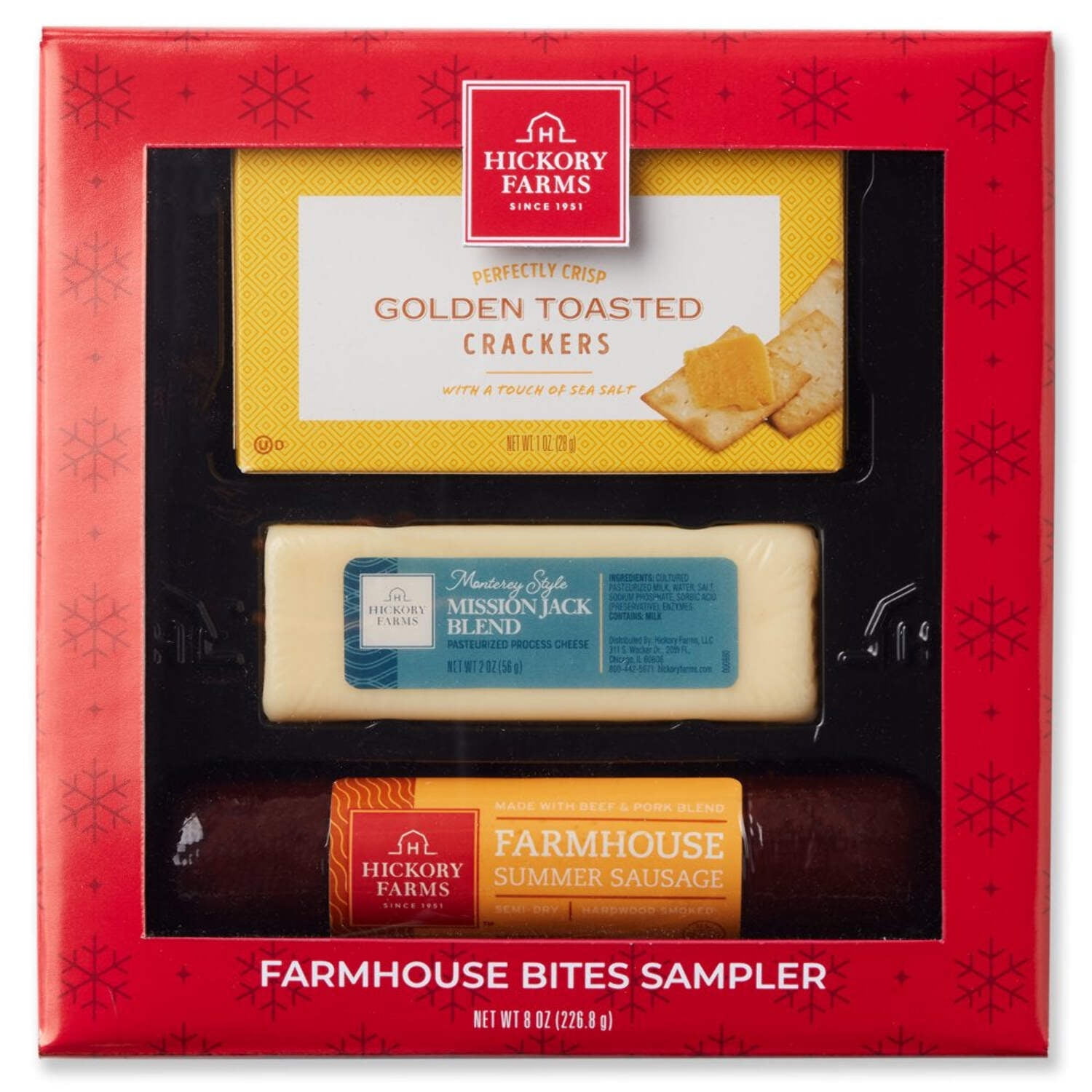 Hickory Farms Holiday Farmhouse Bites Sampler Gift 8 Oz 3 Pieces