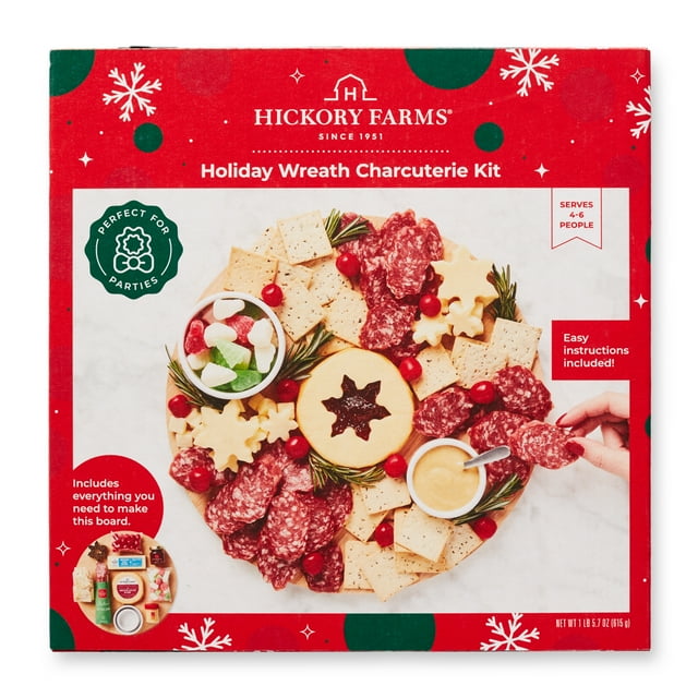 Hickory Farms Holiday Wreath Charcuterie Kit | Sausage & Cheese Christmas gift under $50
