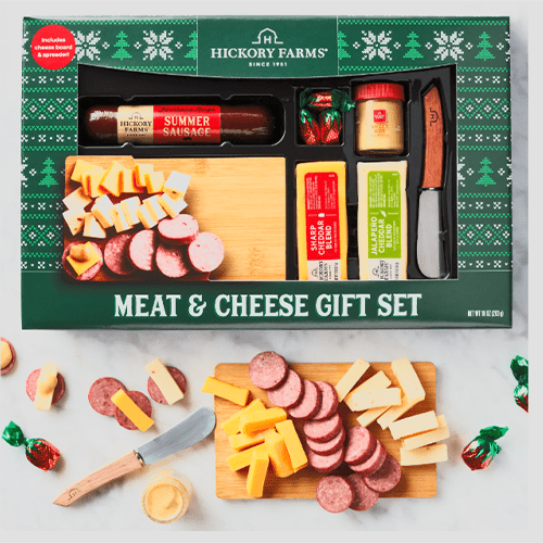 Hickory Farms Meat And Cheese Charcuterie Gift Set with Bamboo Cutting Board and Spreader