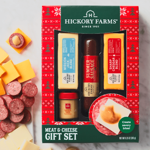 Hickory Farms Meat & Cheese Christmas Gift Set, Summer Sausage, Cheeses, Sweet Hot Mustard, 9.25 Oz