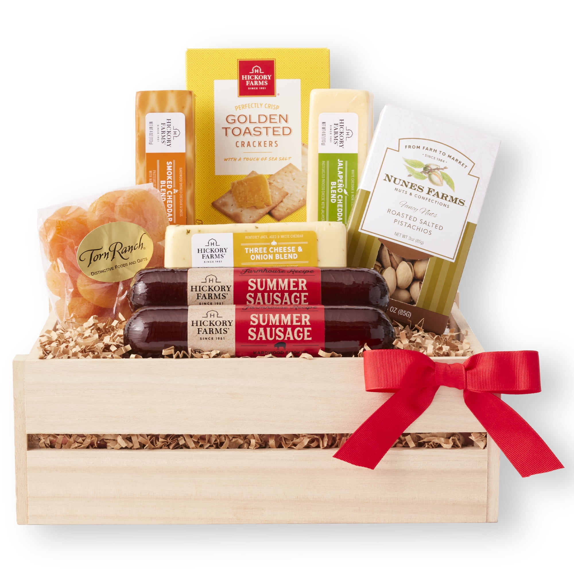 Hickory Farms Meat & Cheese Gift Crate, 8 Pieces | Summer Sausage and Cheese Gift Box