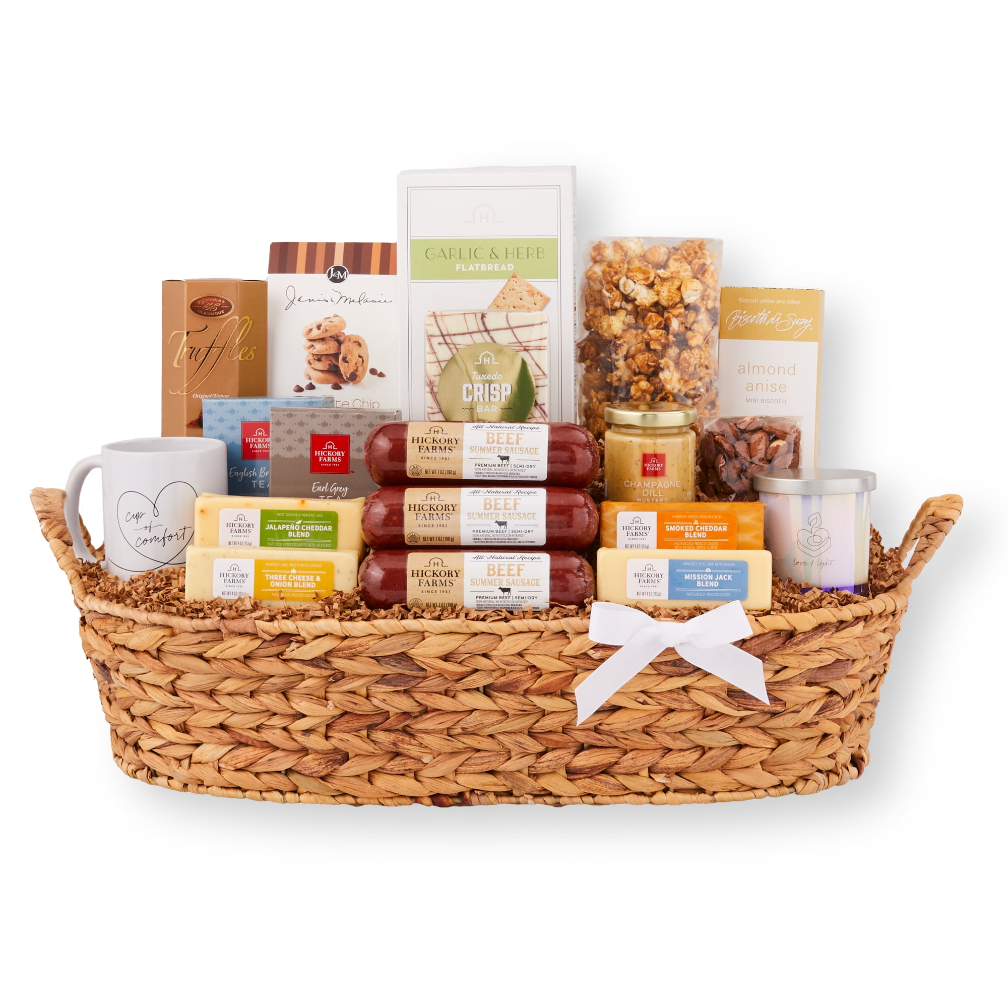 Hickory Farms Sending Comfort Gift Basket, 19 pieces | Sausages and Assorted Cheeses