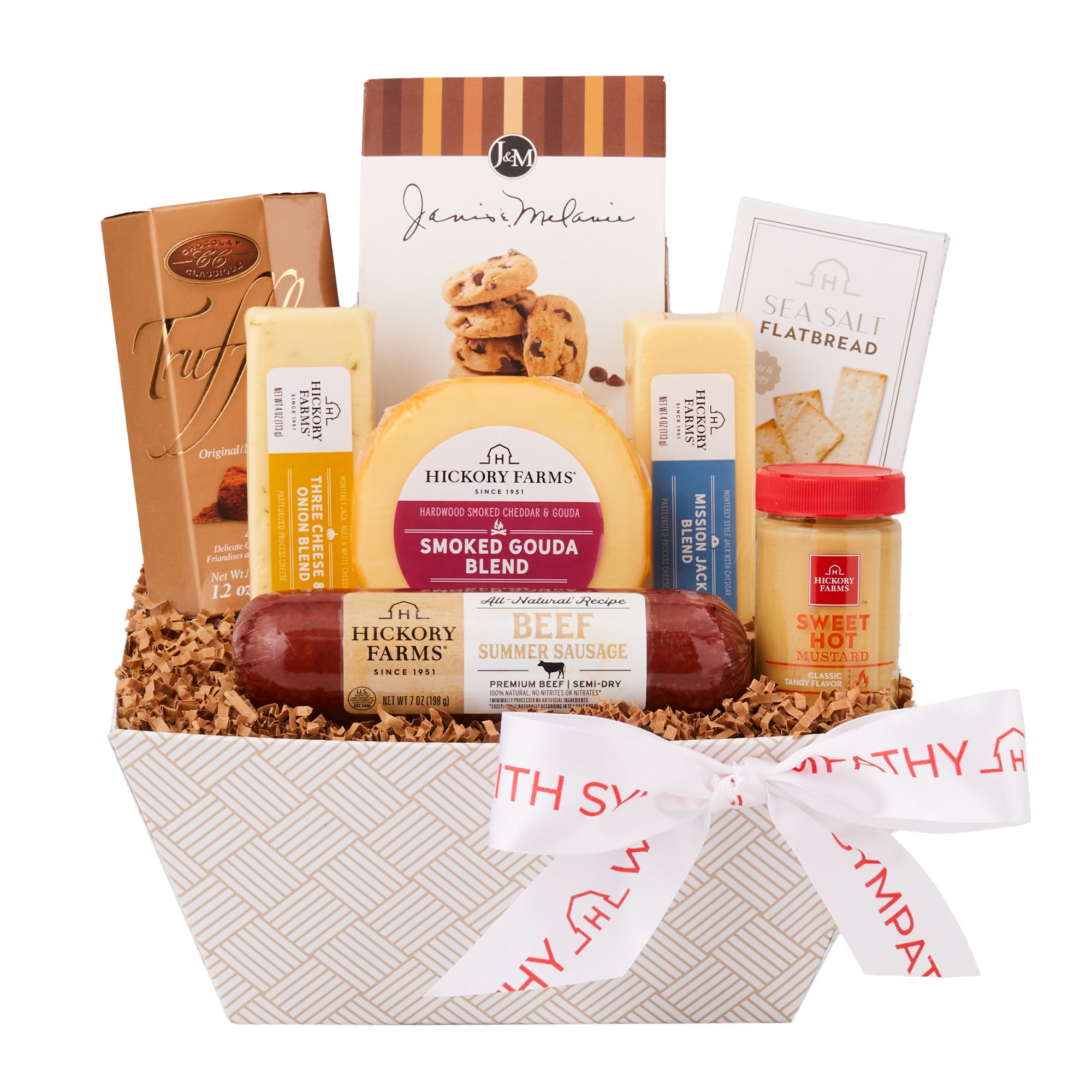 Hickory Farms Sympathy Gift Basket, 8 pieces | Summer Sausage and Cheese Gift Under $50