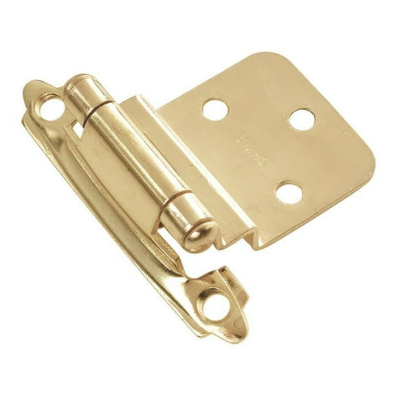 Hickory Hardware 3/8 inch Inset Surface Mt. Hinge Pair Polished Brass Self Close P143-3