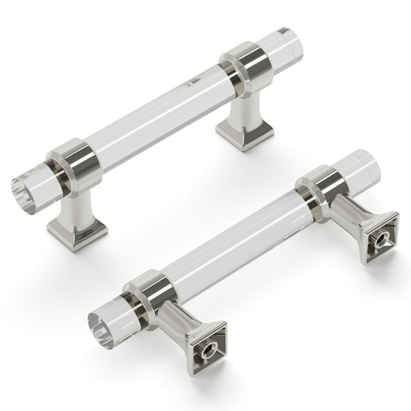 Hickory Hardware Crystal Palace Collection Pull 3 Inch Center to Center Crysacrylic with Polished Nickel Finish