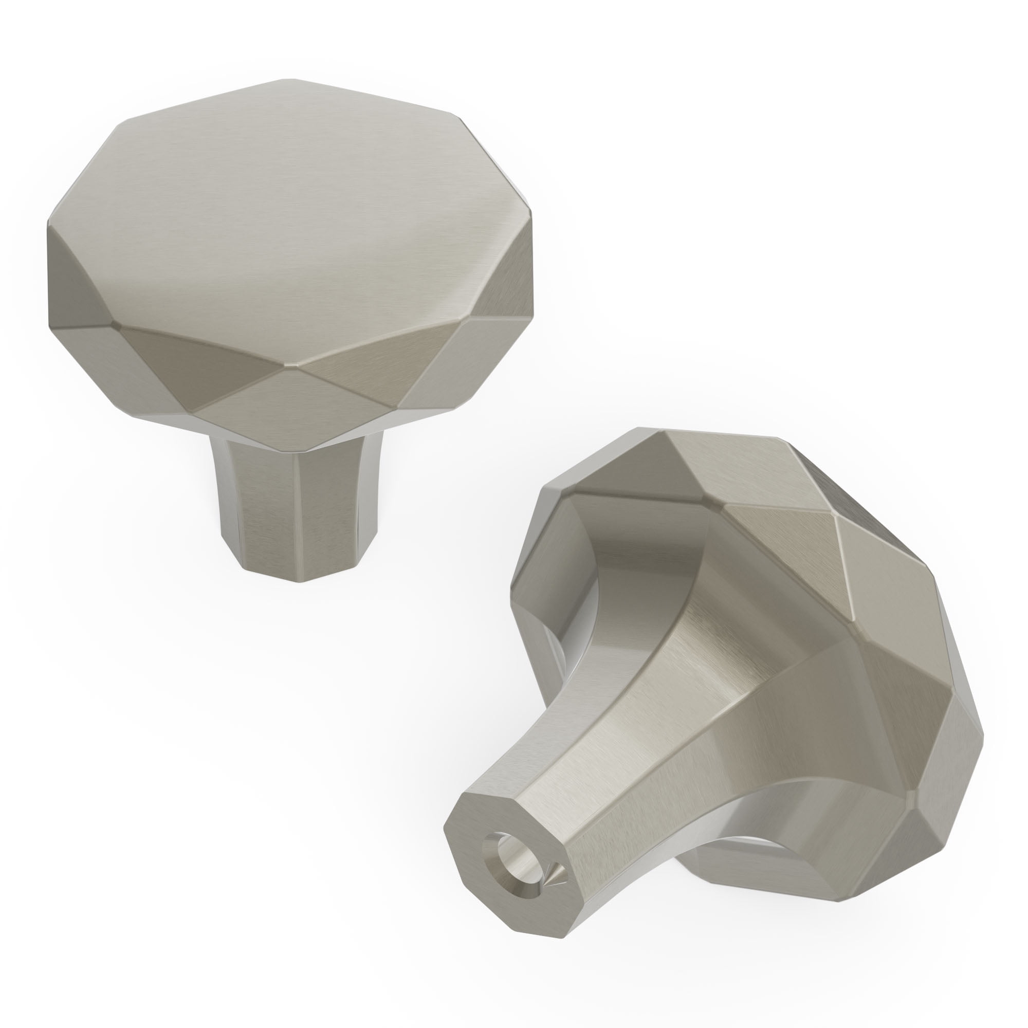 Satin Nickel Faceted Round Cabinet Knob 10-Pack
