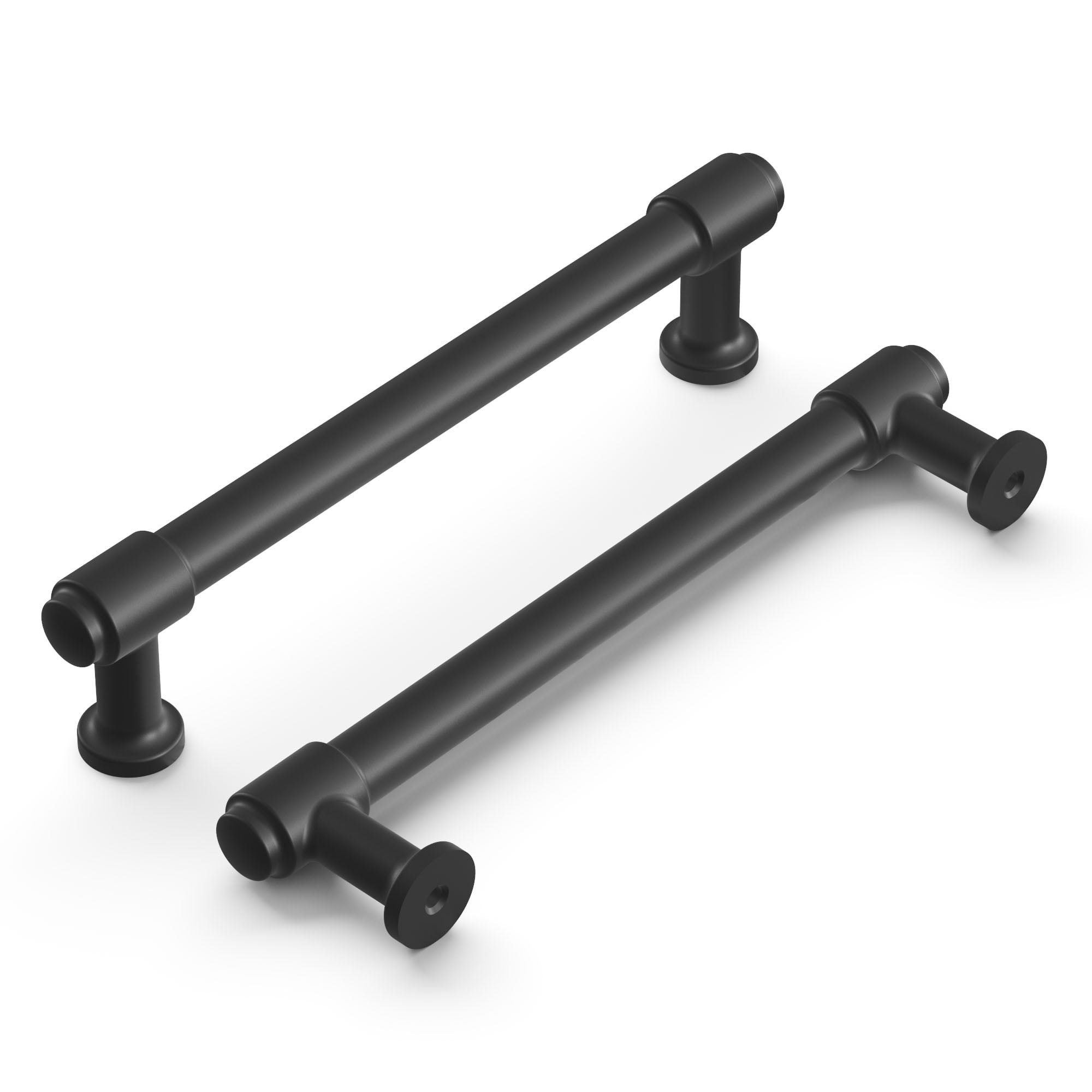 Matte Black 5-1/16" Modern Bar Cabinet Pulls with Mounting Hardware