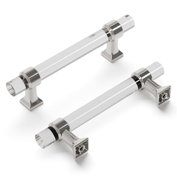 Hickory Hardware H079518 Crystal Palace 3-3/4" Center To Center Acrylic Clear Cabinet Bar