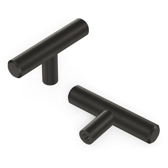Hickory Hardware HH075591-BBLN-10B 2.37 in. Bar Pulls T-Bar Cabinet Knob, Brushed Black Nickel