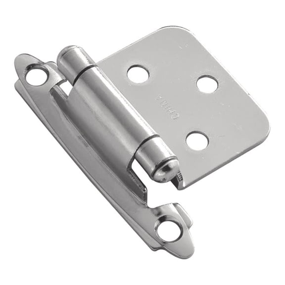 Hickory Hardware Surface Self-Closing Collection Hinge (Pair), Flush - Chrome
