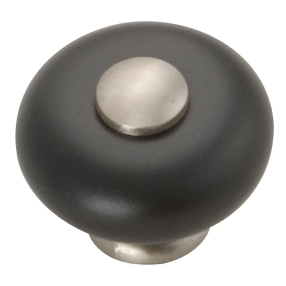 1-1/4" Dia. Tranquility Cabinet Knob - Satin Nickel With Black