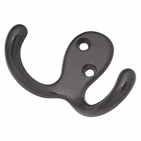 2PK Hickory Hardwar Black 2-13/16" Wide Double Prong Wall Mount Bath Robe Towel Coat Utility Hook