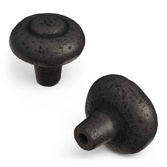 Hickory Hardware P3002-BI 1-1/4-Inch Refined Rustic Knob, Black Iron
