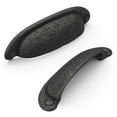 thumbnail image 1 of Hickory Hardware P3004-BI-10B 3 & 3.75 in. Refined Rustic Center to Center Cup Pull, Black Iron - Pack of 10, 1 of 7