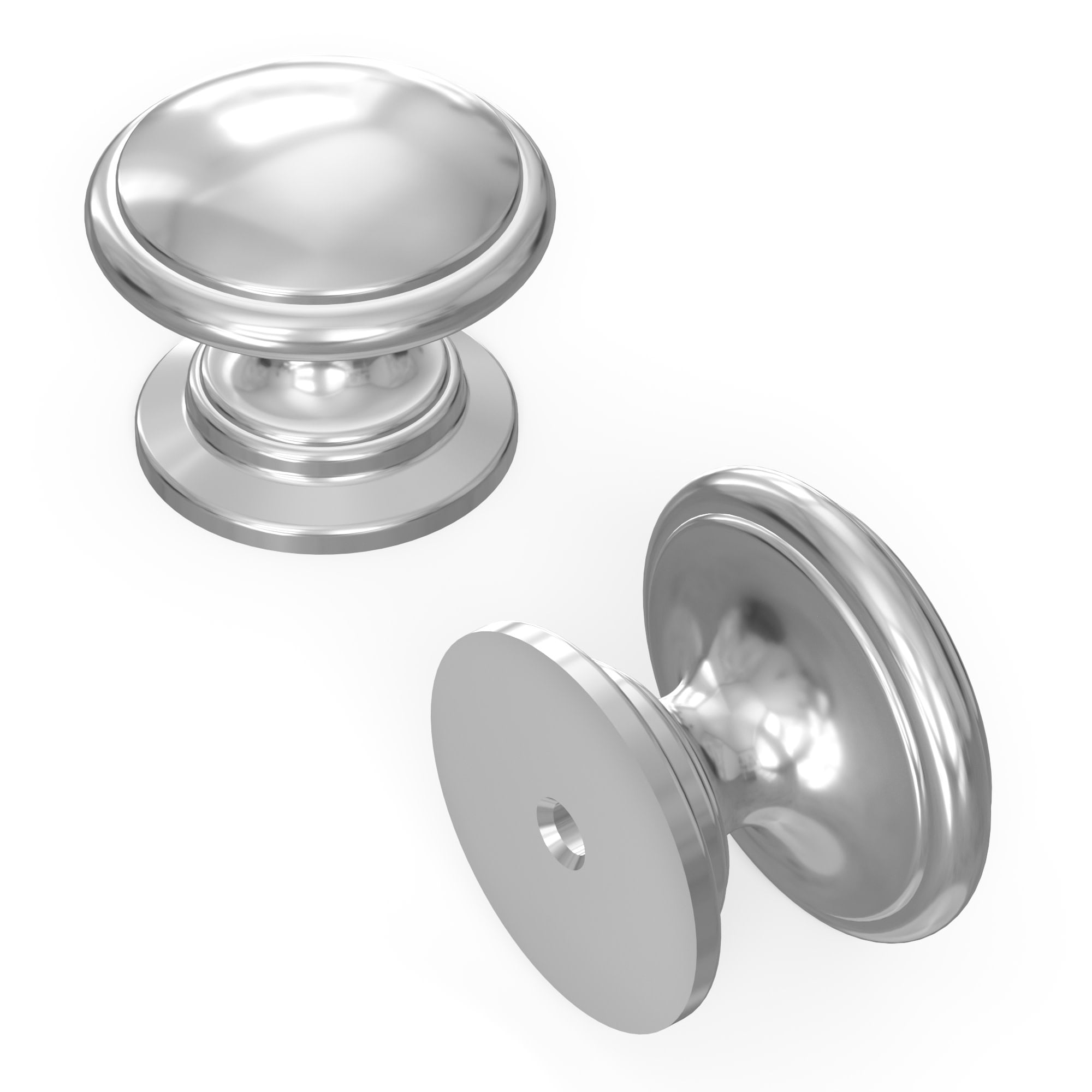 Williamsburg Chrome Round Mushroom Cabinet Knob with Mounting Hardware