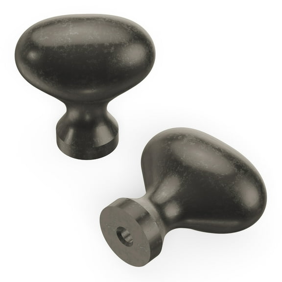 Hickory Hardware Williamsburg Collection Knob, 1-1/4" X 13/16" Oval - Black Nickel Vibed