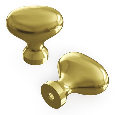 Hickory Hardware Williamsburg Collection Knob, 1-1/4" X 13/16" Oval - Polished Brass