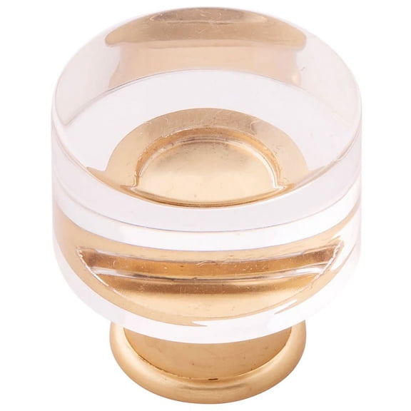 Midway Collection 1-1/4 In. Crysacrylic With Brushed Golden Brass Finish Cabinet Knob