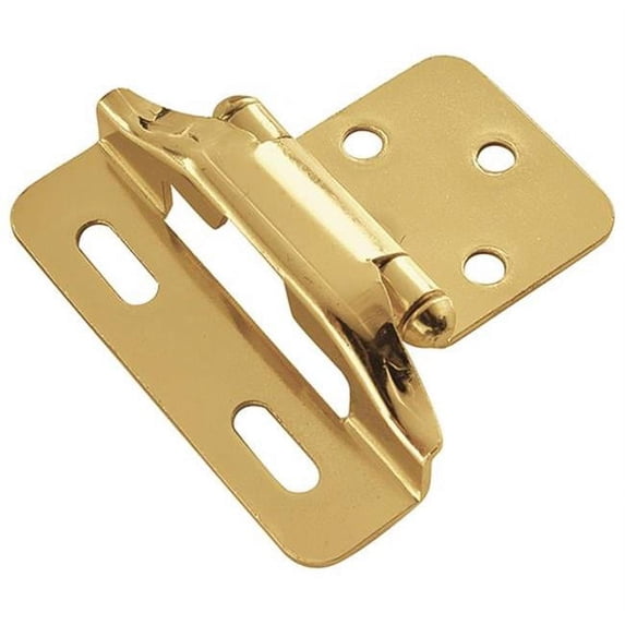 Hickory Hardware P60010F-3 Polished Brass Semi-Concealed 0.25 In. Overlay Hinge 2-Pack