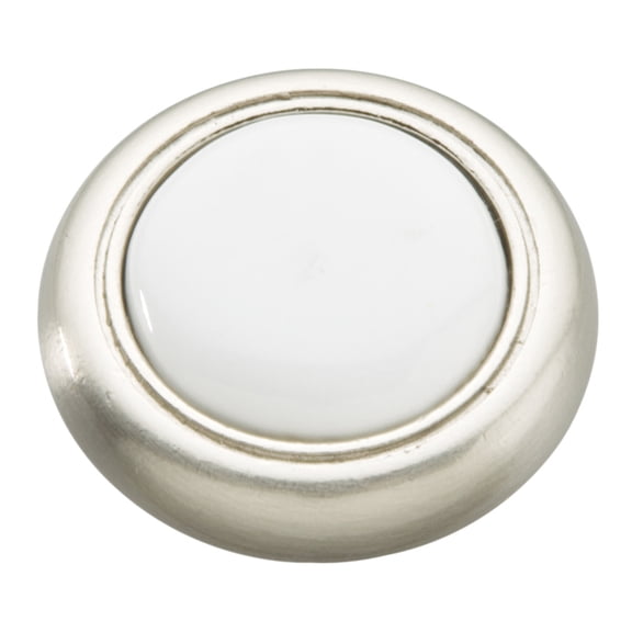 1-1/4" Dia. Tranquility Cabinet Knob - Satin Nickel with White
