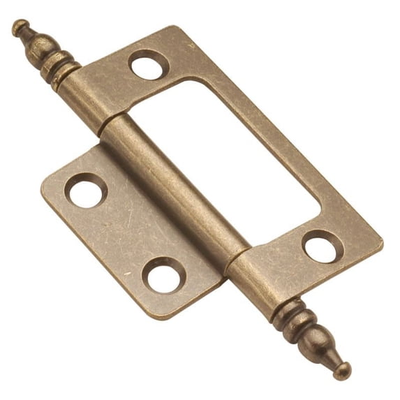 Hickory Hardware Self Mortise Collection Hinge (Pair), Surface Face Mounted - Antique Brass