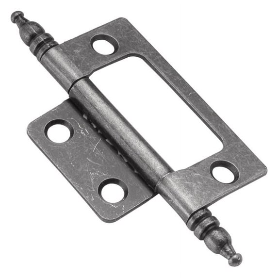 Hickory Hardware Self Mortise Collection Hinge (Pair), Surface Face Mounted - Silver Medallion