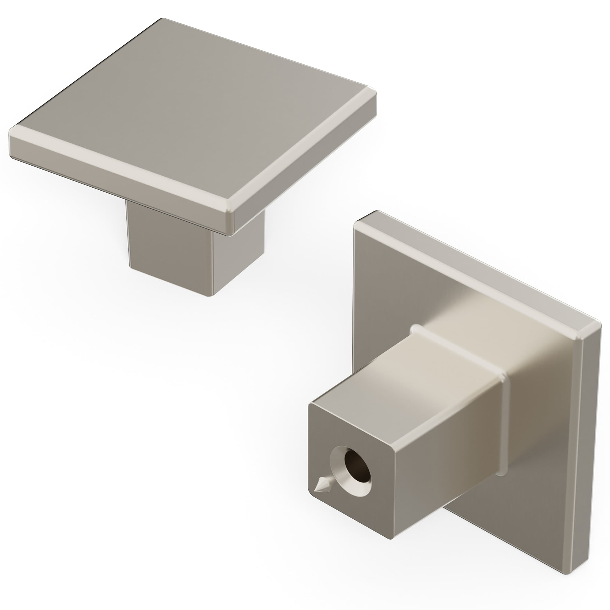 Satin Nickel Square Modern Cabinet Knobs with Mounting Hardware