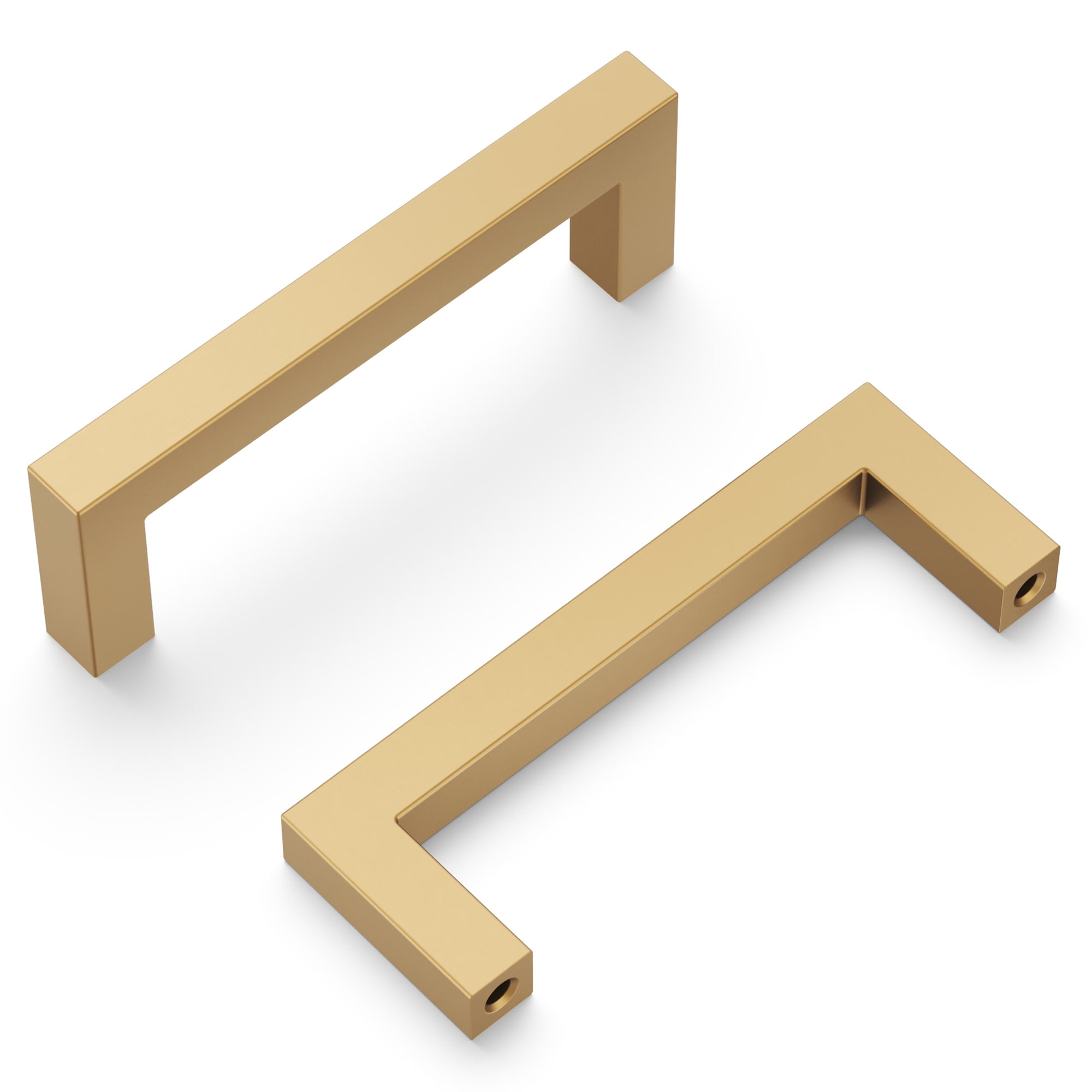 Brushed Brass Modern Bar Cabinet Drawer Pulls, 3-3/4"