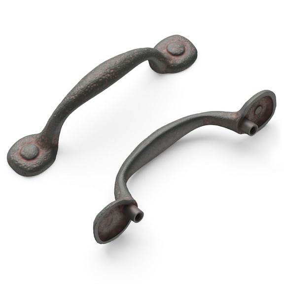 Hickory Hardware Refined Rustic 3 Inch Center to Center Rustic Iron Cabinet Pull P3001-RI