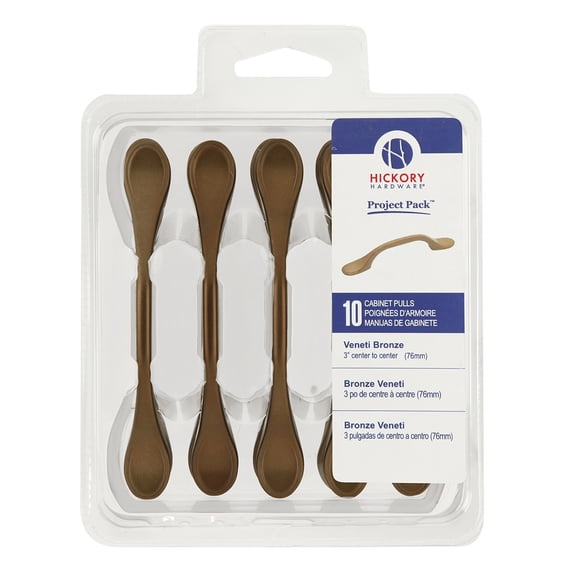 Hickory Hardware VP14444-VBZ Project Pack 3 In. Conquest Veneti Bronze Cabinet Pull 10 Pack