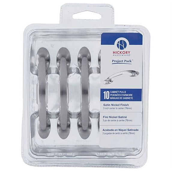 Hickory Hardware VP3448-SN Project Pack 3 In. Luna Satin Nickel Cabinet Pull 10 Pack