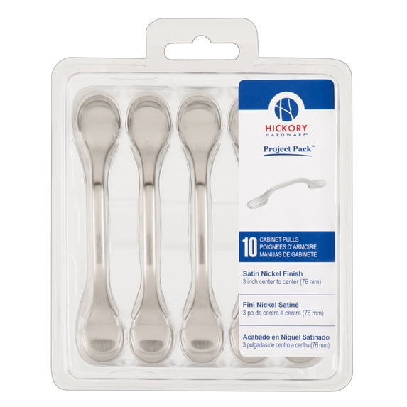 5024817 CABINET PULL SN ZINC 3"" Hickory Hardware Cabinet Pull 3 in. Satin Nickel Silver (Pack of 5)