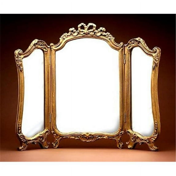 Hickory Manor 7327GL Tri Fold Vanity Gold Leaf Decorative Mirror