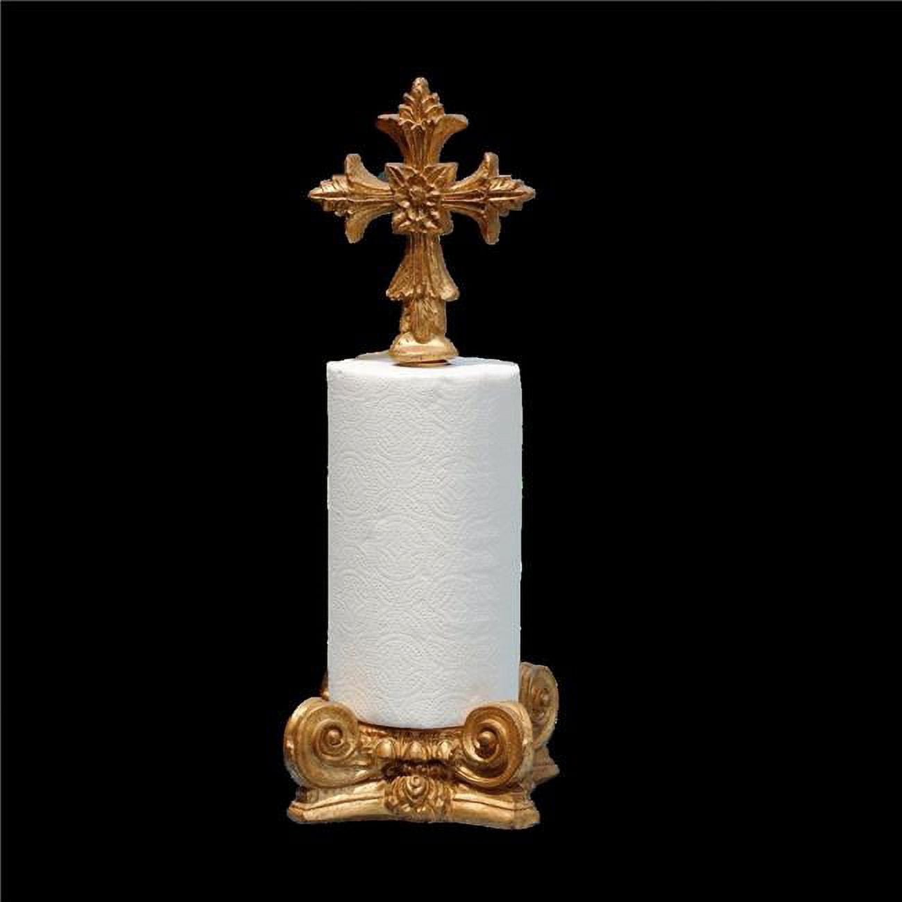 Hickory Manor Home HM722GL Cross Top Paper Towel Holder, Gold Leaf