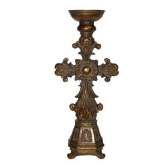 Hickory Manor House 34306AG Cross Candlestick - Antique Gold
